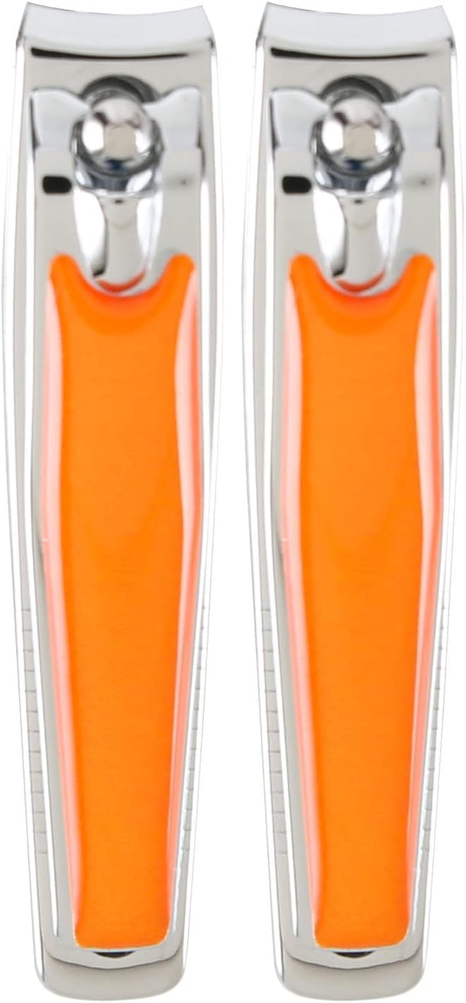 ColourBurst Nail Clippers, Colour Chosen at Random from: Pink, Purple, Green, Blue, Orange, Gift or Stocking Filler (Pack of 2)