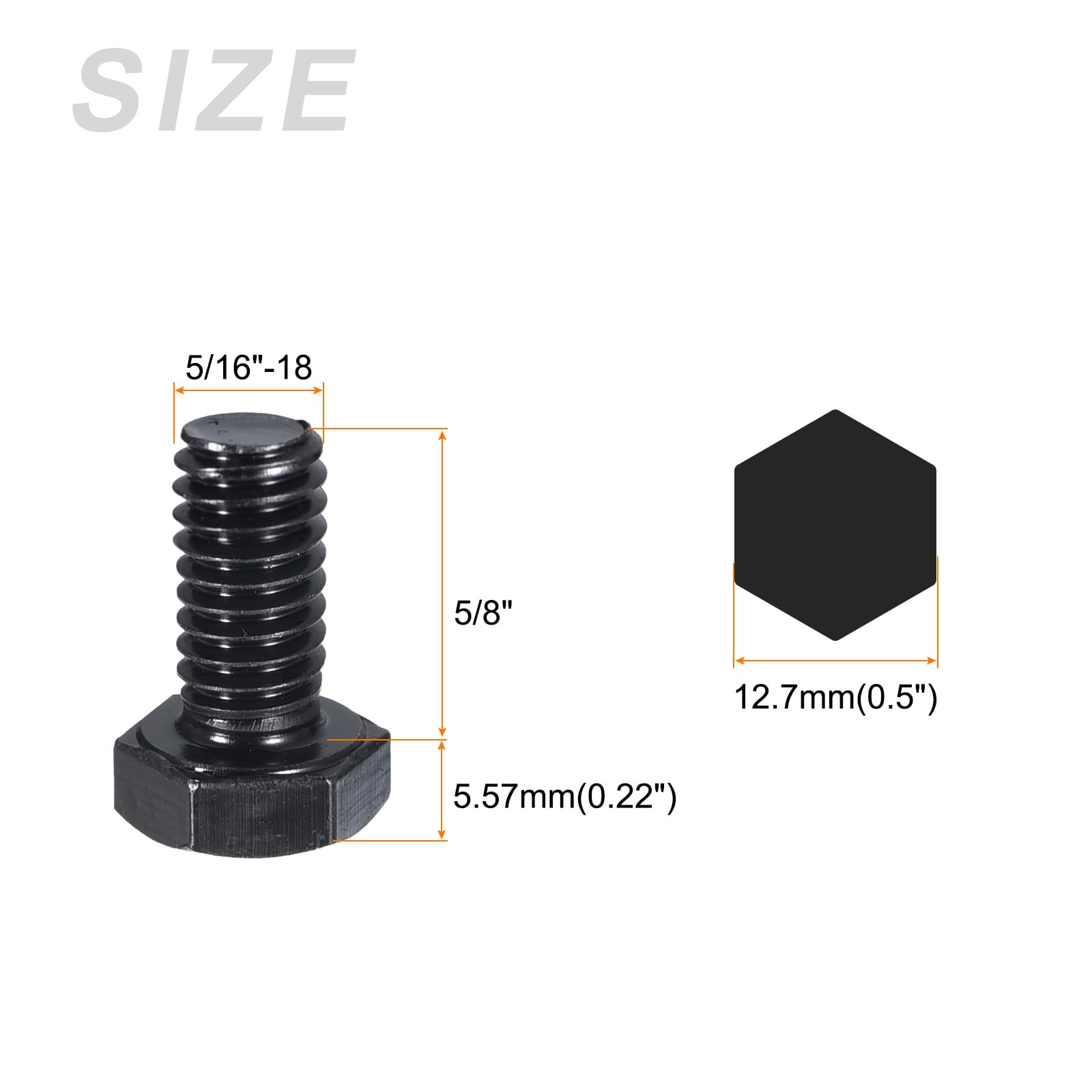METALLIXITY Hex Head Bolts (5/16-18 x 5/8") 10Pcs, 304 Stainless Steel 18-8, Fully Threaded, External Hex Drive - Image 2
