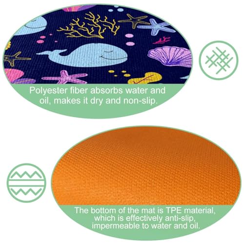 Tapete de cocina VAPOKF de 2 piezas con diseño de delfín y coral 5