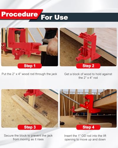 1 Pack Wall Jacks for Framing, 1000 LB Heavy Duty Wall Lifting Jacks, Portable Cast Iron Construction Jacks for Wall Beams, Floors & Decks (Fits 1-1/2\"x3-1/2 Fir Poles & 1\" OD Steel Pipe)