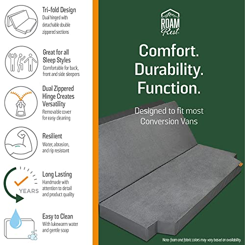 RoamRest Ultimate Tri-Fold Van Mattress - 74" x 67" x 5" (Medium/Firm) – (Fits Sleeping Area) - Image 3