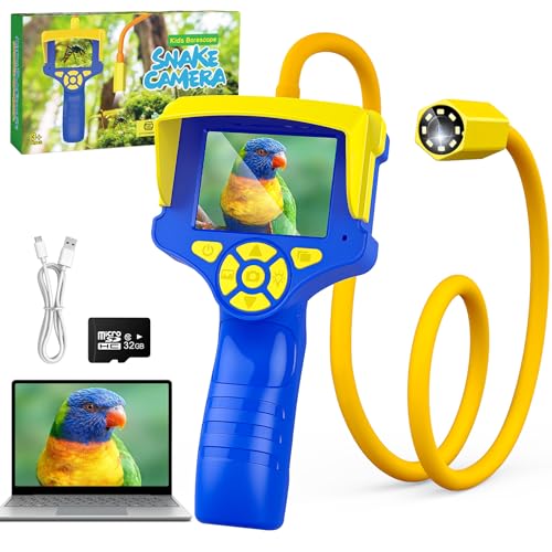 Microscopio Digitale Portatile Giocattolo per Bambini - 2,4 Pollici, sonda Flessibile da 23,6 Pollici con Luce, Impermeabile IP67, SD 32 GB - Regalo bambino 3-12 anni Giocattoli per Pasqua Compleanno