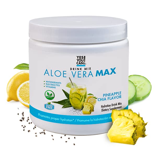 Yes You Can! Aloe Vera MAX Hydration Mix Electrolyte Drink Powder, Organic Super