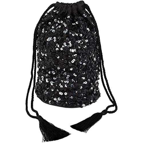 Sac sequin noir femme Maya Deluxe pochette cordon soirée