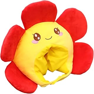 ERINGOGO Sunflower Hood Decorative Head Wrap Plush Sunflower Headgear Funny Sunflower hat Crazy Silly hat Plush Sunflower hat Cartoon Flower Hat Sunflower Headdress Birthday Party Hat