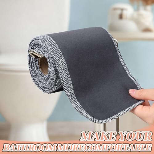 Image of FuWeave 30 Pack Reusable Toilet Paper No Tear Bidet Towels, Gray | Washable 11.8 inch x 4.3 inch Cotton Flannel Family Cloth Wipes with Snaps, Paperless Roll for Bathroom, Travel, Cleaning and Drying