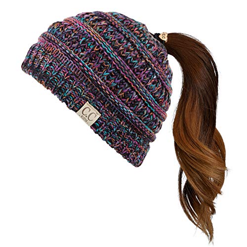C.C Children Kids Beanie Chunky Knitted Beanie Pony Tail Hat for Kid Ages 2-5 (MB-847) (MB-816)