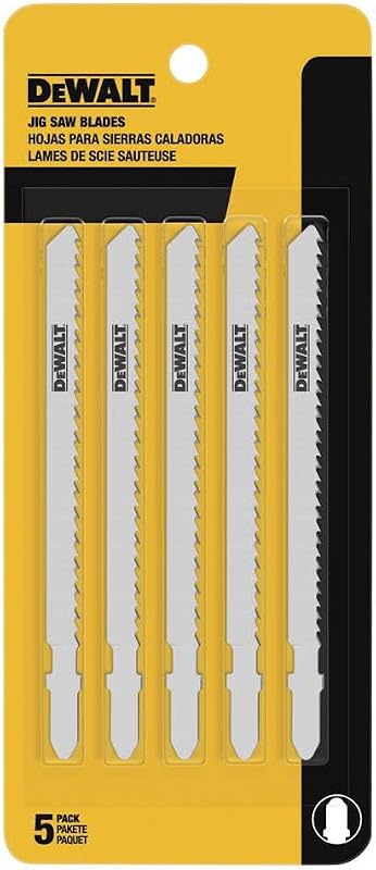 DEWALT DW3750-5 4-Inch 6 TPI Fast Wood Cut Cobalt Alloy Steel Steel T-Shank Jig Saw Blade (5-Pack)