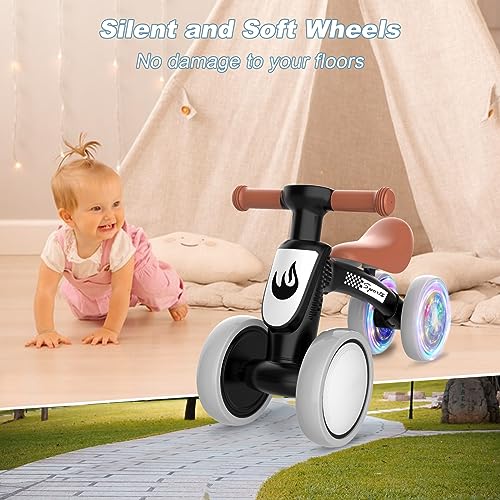 Image of Colorful Lighting Baby Balance Bike Toys for 1 Year Old Boy Gifts, 10-36 Month Toddler Balance Bike, No Pedal 4 Silence Wheels & Soft Seat First Bike, One Year Old Boy Birthday Gift.