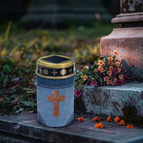 Image of Solar Garden Lights, Cross Denim Printing Outdoor Solar Lights Waterproof Lights for Garden Yard Pathway Decor Solar Light Night Light