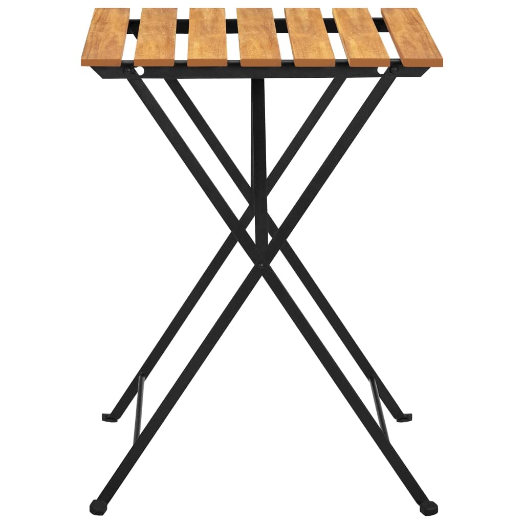 Tavolo da bistrot pieghevole in legno di acacia massiccio, 55 x 54 x 71 cm, tavolo da giardino con gambe in acciaio per stabilità, ideale per bevande e cibi all'aperto