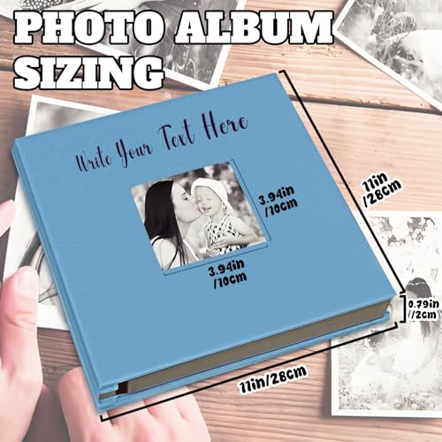 Álbum de fotos personalizado, álbum de recortes con cubierta de tela, texto grabado o impreso para bodas, cumpleaños o regalos navideños miniatura 3