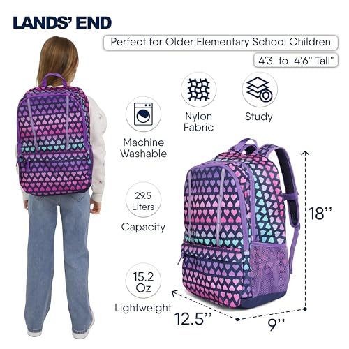 Image of Lands' End Unisex Kids Large ClassMate Lightweight Durable Elementary School Backpack, Rose Violet