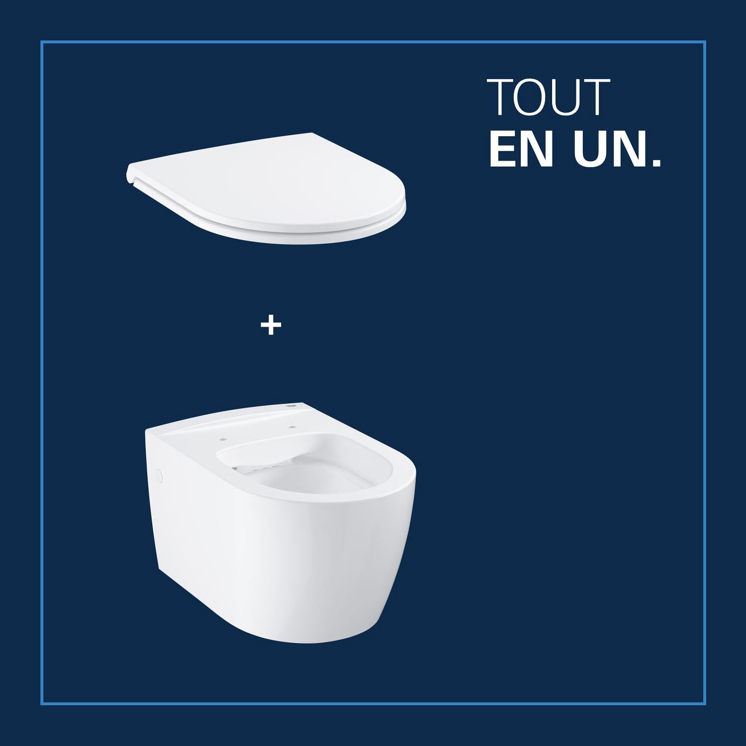 GROHE Start Round Ceramic Ensemble WC suspendu en céramique pour réservoir de chasse encastré (Avec frein de chute, sortie horizontale, volume de chasse 3/5 L), Blanc Alpin, 103848SH00