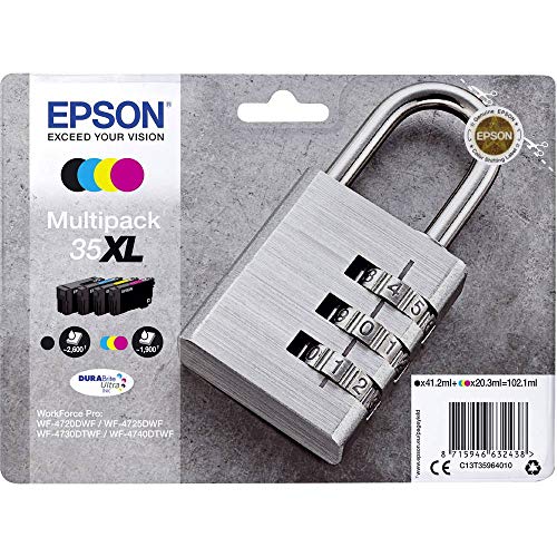 Epson C13T35964010 Lot de 4 Cartouches d'encre compatible avec Imprimante WF4720DWF multicolore Amazon Dash Replenishment est prĂŞt