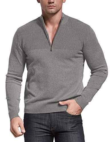 NITAGUT Mens Slim Fit Zip Up Mock Neck Polo Sweater Casual Long Sleeve Sweater and Pullover Sweaters with Ribbing Edge3