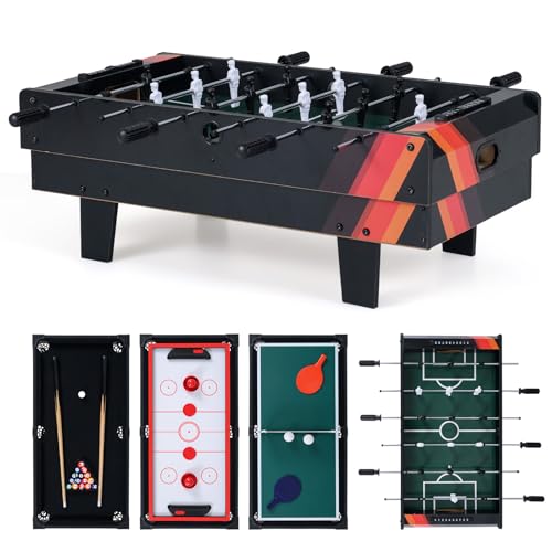 COSTWAY 4 en 1 Table de Baby-Foot avec Billard & Hockey & Tennis,...