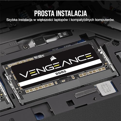 CORSAIR VENGEANCE SODIMM DDR5 RAM 48GB (2x24GB) do 5600MHz CL48-48-48-90 1.10V Intel XMP 3.0 RAM do Komputera – Czarny (CMSX48GX5M2A5600C48)