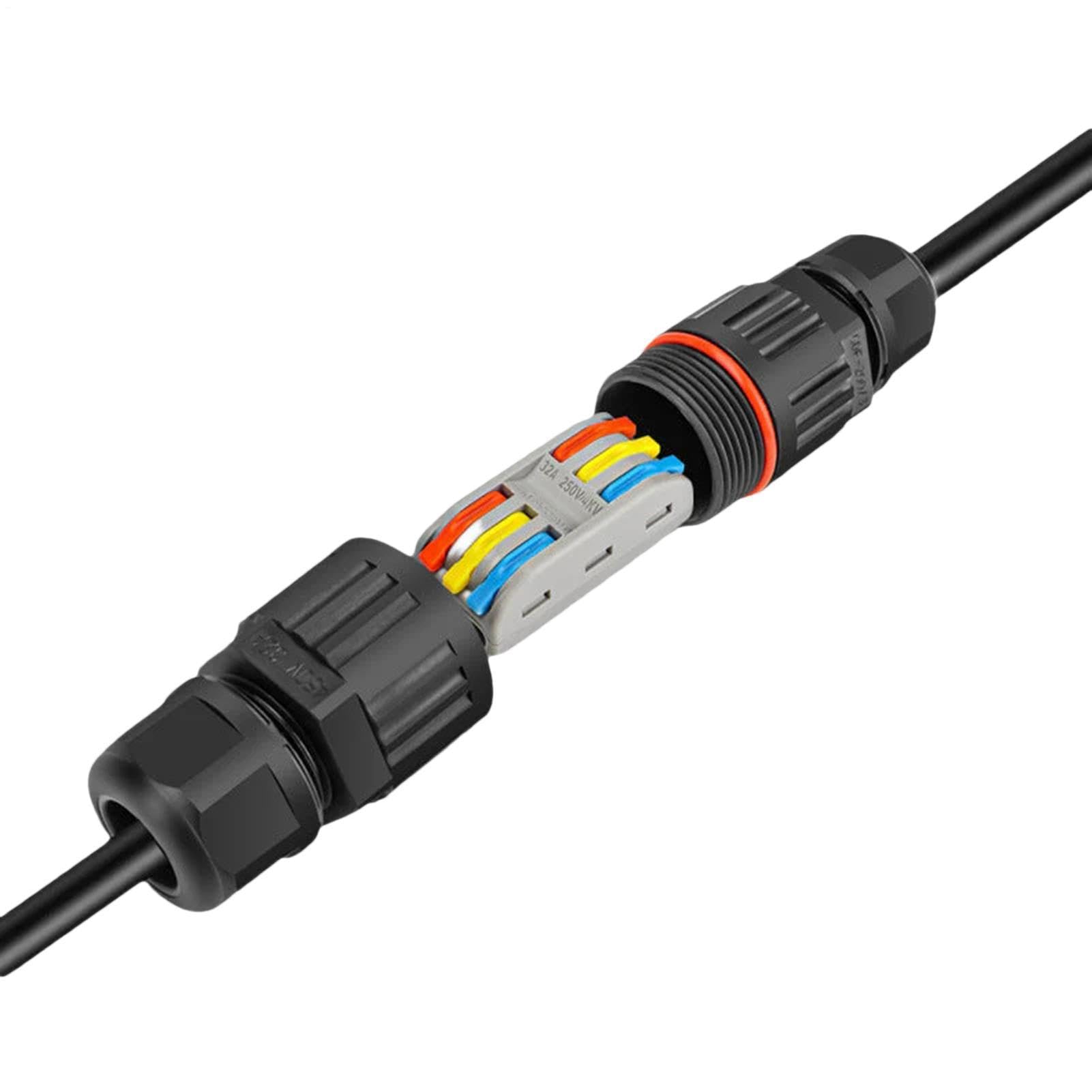 Waterproof Cable Connector 2 In 2 Out & 3 In 3 Out, Flame Retardant Outdoor Wire Connector, Waterproof & Moisture Proof Underground Cable Joint For Home Exterior Wiring Garden Landscape Lighting