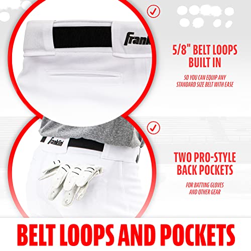 Franklin Sports Youth Baseball + Softball Pants - Knee High White Baseball Pants For Kids - Boys + Girls Knicker Style Baseball + Softball Pants With Belt Loop - White - Youth Extra Large #TOP4