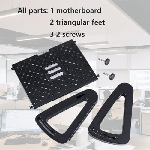 Foot Rest for Under Desk at Work,Ergonomic 6-Height Adjustable Footstool,Under Desk Footrest with Foot Massage Roller,Chair Footstool for Leg (Black) - Image 6