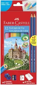 EcoLápis 12 Cores Kit Escolar, Faber-Castell, 120112+2N, Grafite