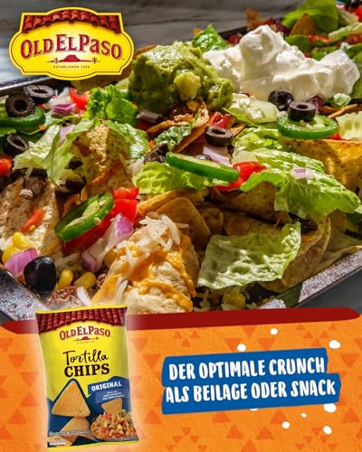 Old El Paso Tortilla Chips Salted – Gesalzene Tortilla Chips aus Mais gebacken – Glutenfrei – 1 x 185 g