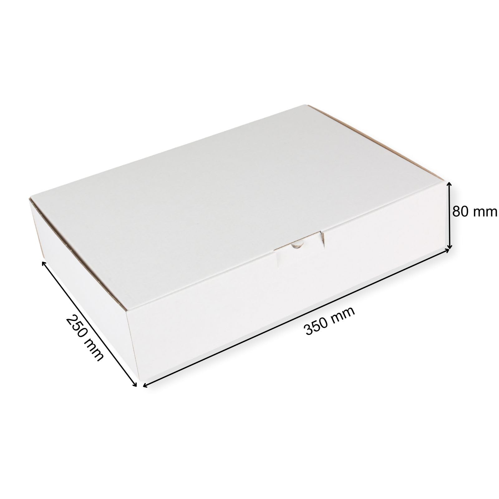 Karton 350 x 250 x 80 mm mit Seitenverschluss (200 Stück), DHL Kleinpaket, Versandkarton, Faltkarton, Schachtel, weiß