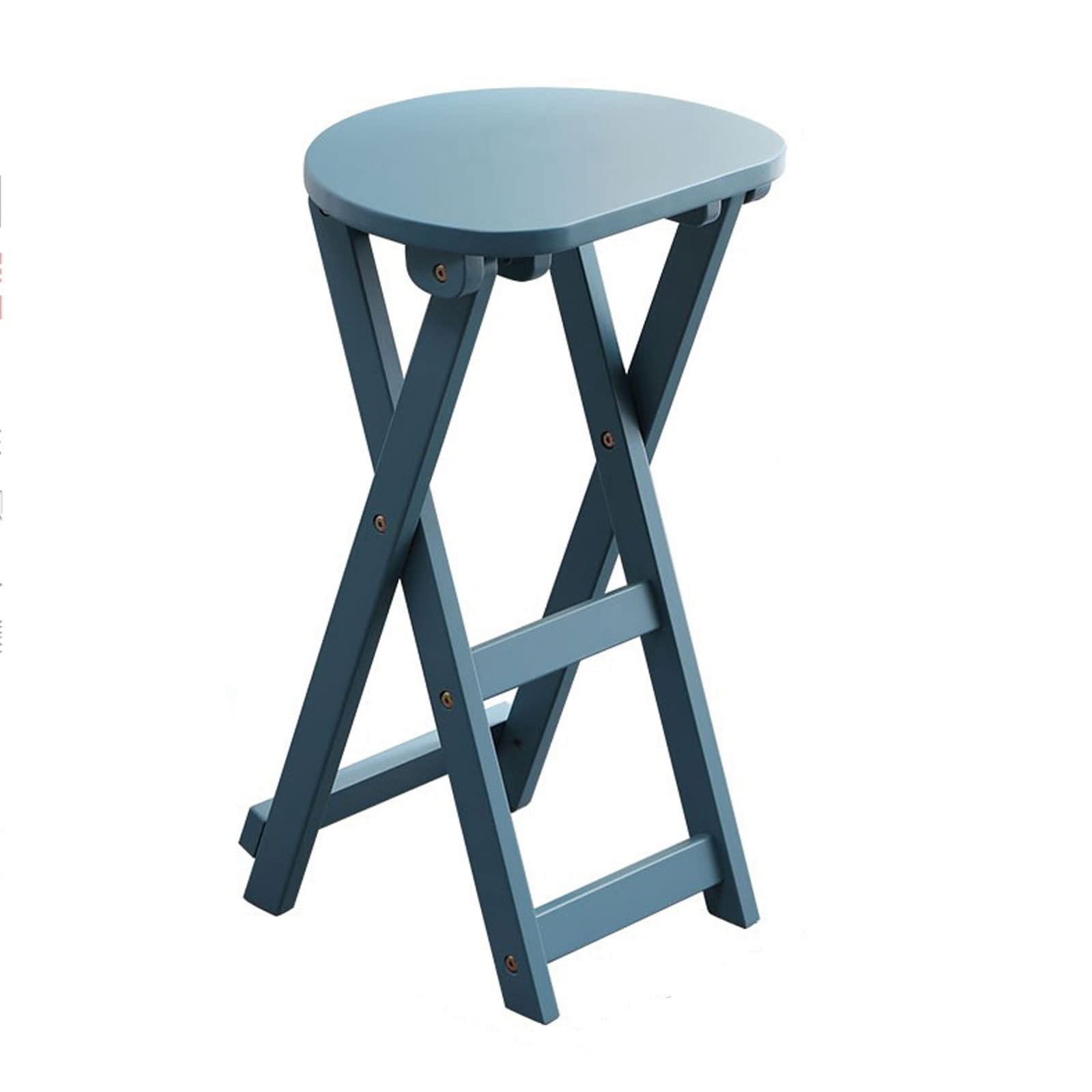 GTHTUHFD Stools To Sit On Folding - Kitchen Chairs Folding Bars, Stool Solid Wood Folding Stool Seat Diameter 36Cm Lightweight And Portable Seat Height 43Cm And 62Cm,Blue-62cm