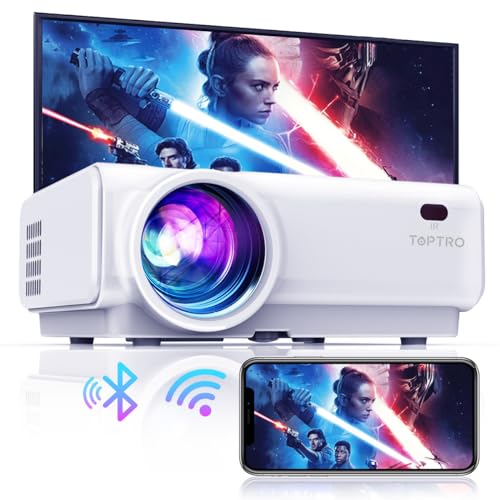 Mini Beamer,TOPTRO 5G WiFi Bluetooth Full HD 1080P Unterstützung Beamer 7000 Lumen Heimkino Mini...