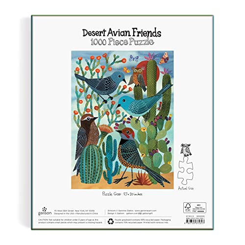 Galison - Desert Avian Friends Rompecabezas de 1000 piezas para adultos, ilustración de aves coloridas, talla terminada 27" x 20" miniatura 3