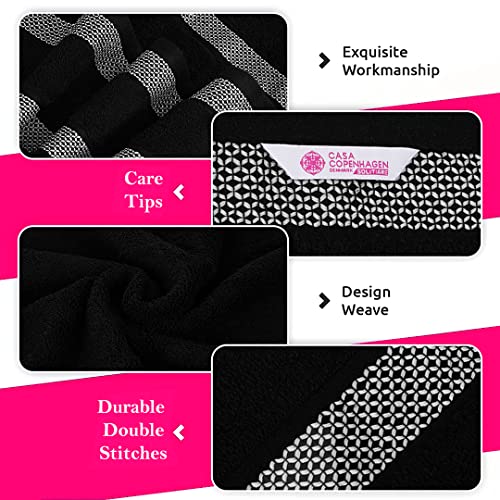 Casa Copenhagen Solitaire Designed In Denmark 600 Gsm Hotel & Spa Decorative Kitchen & Bathroom Egyptian Cotton 6 Piece Towel Set, Includes 2 Bath Towels 2 Hand Towels 2 Washcloths – Jet Black #TOP7
