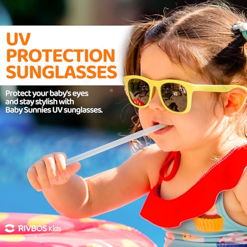 RIVBOS Baby Sunglasses Boys&Girls with Strap UV400 Polarized Flexible for Toddler,Infant and Newborn(0-24month) RBK02313