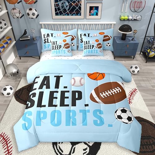 Image of Feelyou Sports Comforter Set Queen Size Kids Boys Girls