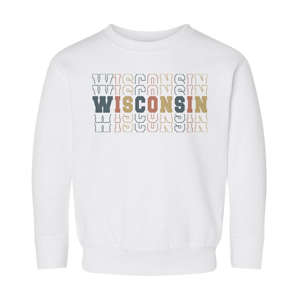 Stacked Wisconsin Kids Sweatshirt Toddler 2T White