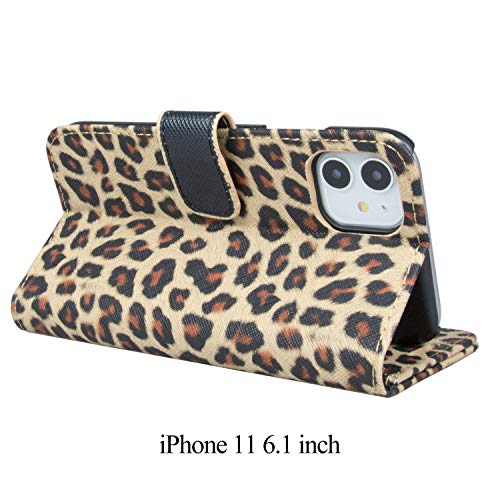 Chanroy Compatible with iPhone 11(6.1 inch) Leather Leopard Partten Case Flip Cover