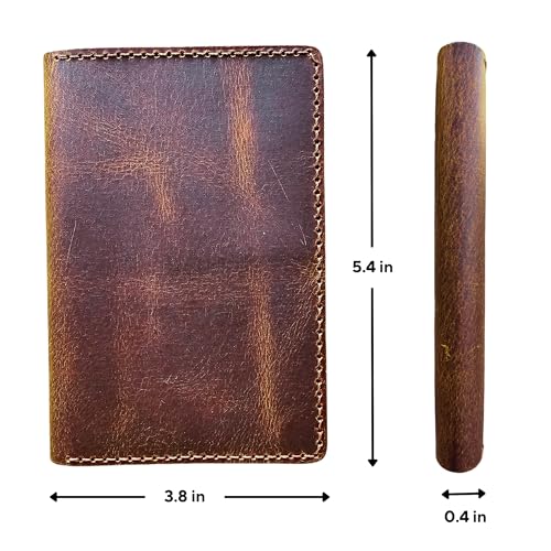 Leather Passport Holder for Men and Women - Handmade Vintage Travel Wallet - Mens Passport Case with Card Organizer - Genuine Leather Passport Cover - 4 Card Slots (Style B)3