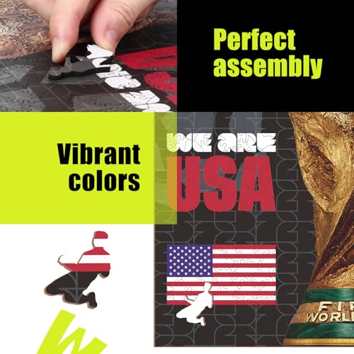 Image of FIFA USA Poster-2 Wooden Puzzle for Adult, 200 Pieces Irregular Shape Puzzle, 5MM Thick, Creative Collectible Gift for Fans, Officially Licensed Product, 9.3 x 12
