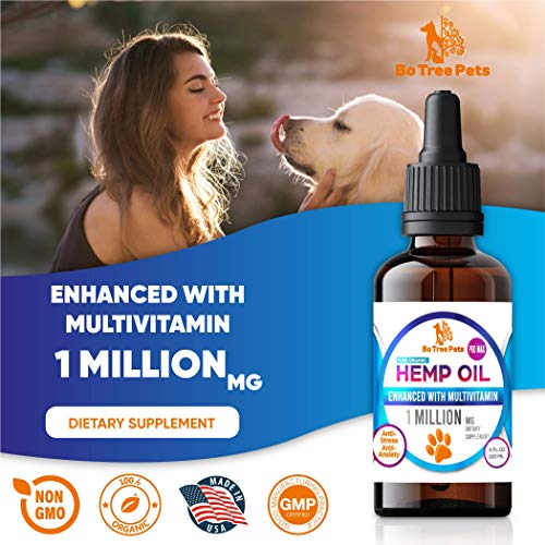Bo Tree Pets Mega Dose Multivitamin Enhanced Hemp Oil For Dogs And Cats Made In Usa - Omega 3, 6, And 9, Antioxidants And Multivitamins (4 Fl Oz) #TOP2