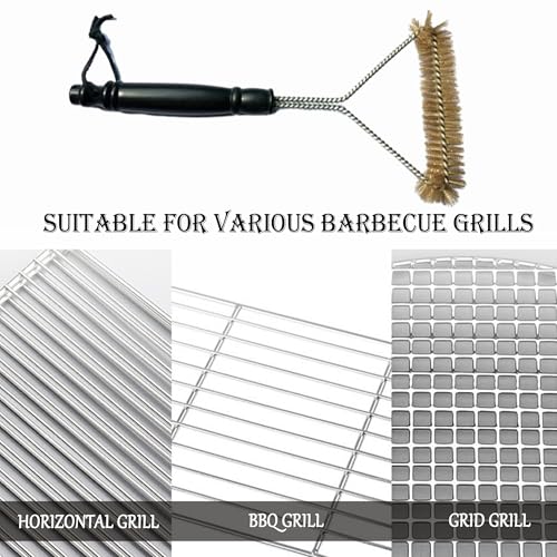 2 Stück Messing Grill Grillbürste 30.5cm Grill Reinigungsbürste mit PP Wärmedämmung Griff 360° Reinigung Messingborsten Grill-Zubehör für Grillrost,Holzkohlegrill,Kugelgrill,Gasgrill,Holzkohlegrill