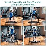 RAVS Mini Trampoline for Kids Adults 40"/48" Foldable Fitness Rebounder Kids Trampoline with 5 Levels Height Adjustable Handle Resistance Bands Indoor Workout - Image 3