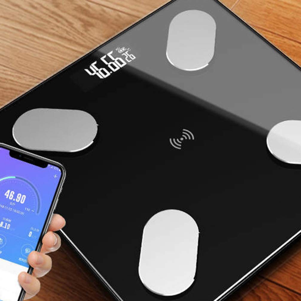 Uonlytech Báscula Electrónica De Salud Inteligente Báscula De Grasa Corporal Medición De Peso Corporal Para Uso Casa Negro