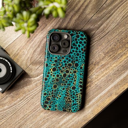 Coque pois abstraits turquoise iPhone 15 Pro sublimez votre mobile