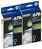 Genuine Epson 676XL (T676XL120) DURABrite Ultra Black Ink Cartridge 2-Pack