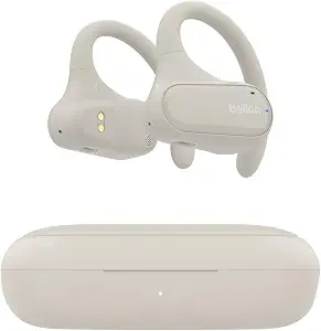 Belkin SoundForm ClearFit Wireless Open-Ear Earbuds, Lightweight Sport Earphones, Bluetooth, IPX5 Water-Resistant, 26-Hour Battery, for Outdoor Activities - Sand