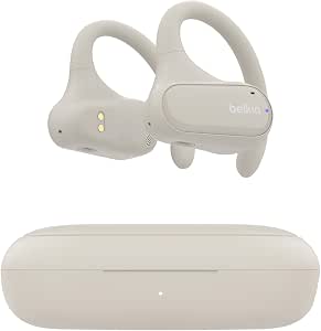 Belkin SoundForm ClearFit Wireless Open-Ear Earbuds, Lightweight Sport Earphones, Bluetooth, IPX5 Water Resistant, for iPhone, Hiking, Biking, Running - Sand