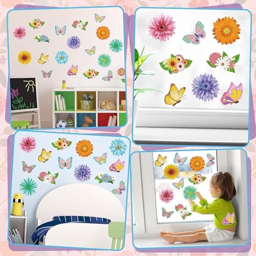 Spring Bulletin Board Decorations for Classroom- 48 Pcs Colorful Butterfly Flower Paper Cutouts with Adhesive Dot for Home School Classroom Wall Door Decorations, Floral Party Supplies by VABAMNA - Image 6
