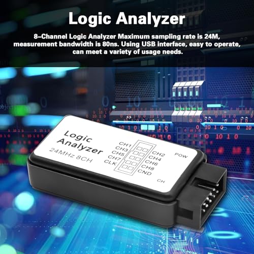 QIQIAZI USB Logic Analyzer 8 Kanäle 24MHZ 5PF mit USB-Kabel und Anschlusskabel kompatibel mit Arduino