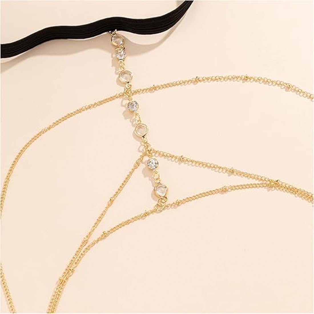 Cadena De Vientre Dorada Y Multicapa Cristal Pierna Cadena Para Mujer 3 Capas Para El Vientre Y El Cuerpo Con Cadena De Cintura Ajustable Resistente Al Agua No Se Deslustra Cadena De Cintura