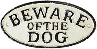 "Beware of Dog" Cast Iron Sign Plaque Door Wall House Fence Gate Post Garden